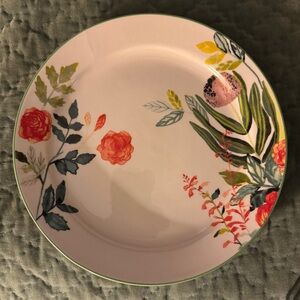 Set of TWO Anthropologie Multicolor Floral Dinner Plates